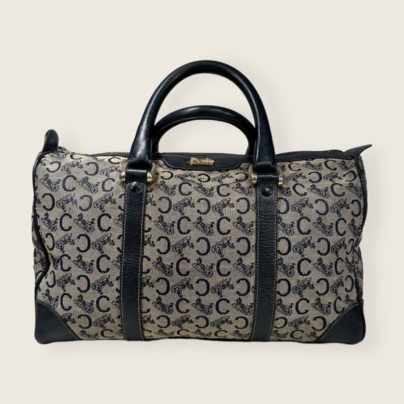 Vintage | Celine | C Macadam Carriage Hand Boston Handbag | Gray/Blue - Picture 1 of 16
